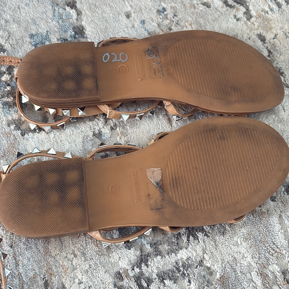 Stylish Tan Studded Sandals - Picture 2 of 3